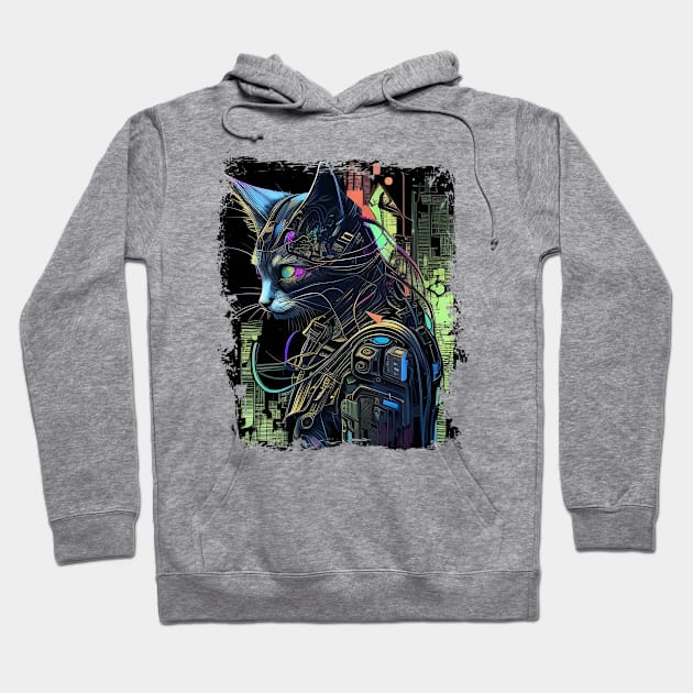 Cyberpunk Cat Thou Shalt Not try Me Hoodie by Wesley Mcanderson Jones